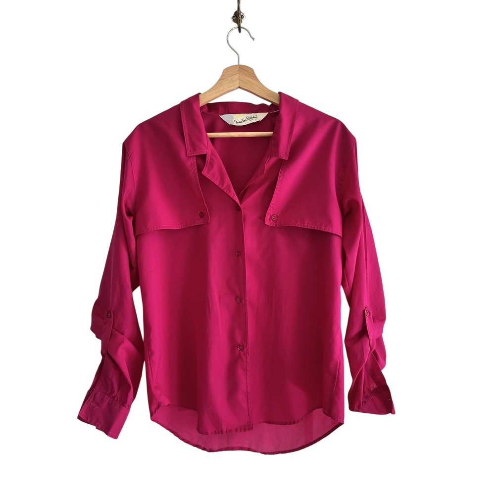 DVF Diane von Furstenberg Fuchsia Pink Blouse Workwear Modern Heritage 8